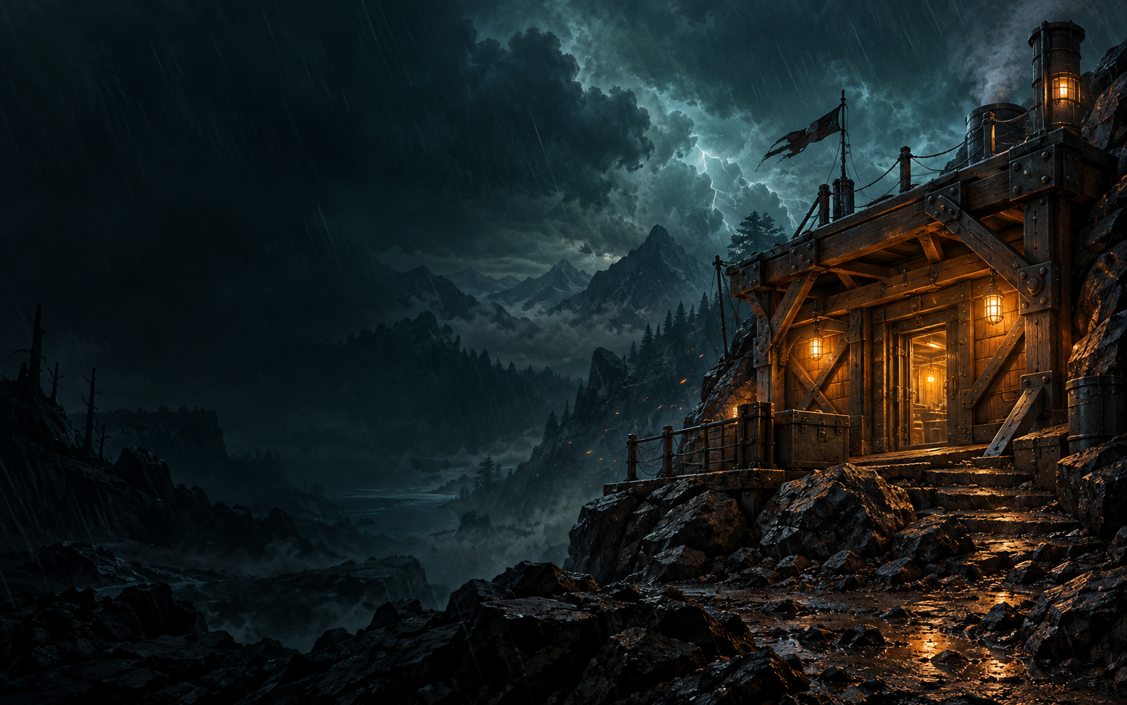 Brace for Chaos illustrated storm-shelter menu artwork
